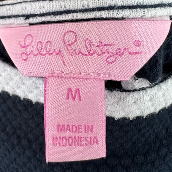 Lilly Pulitzer Bay Stripe Dress Medium Nautical Navy Blue White - Picture 8 of 9